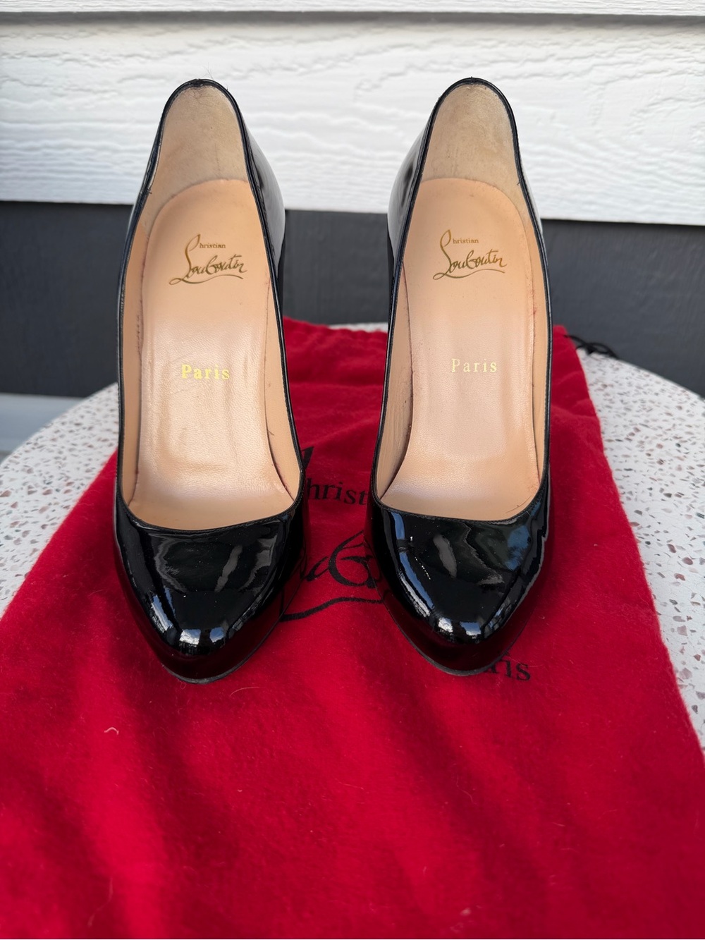 Christian Louboutin Black Patent Leather High Heel Pumps